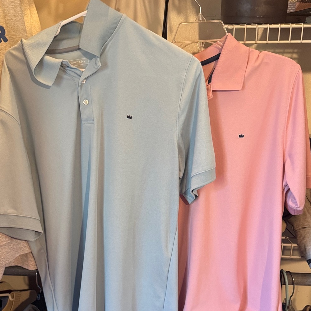 Crown & Ivy Men's Polo Shirts in Soft Blue and Pink